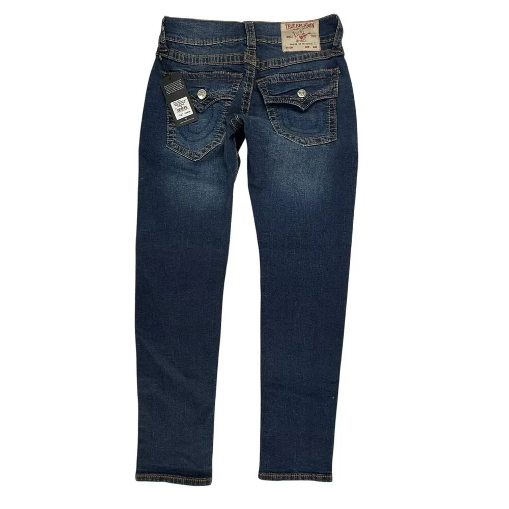 True Religion NEW Geno Big T Flap Slim Jean Men 29 Dark Roper Wash $199 Stretch